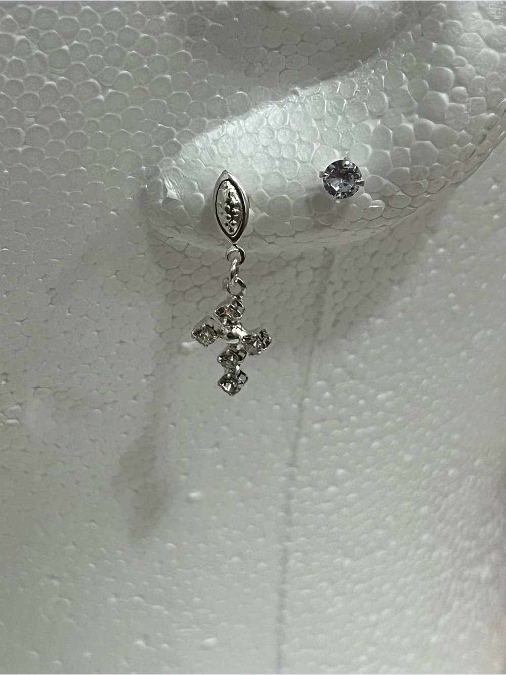 Silver Crystal Cross Drop Earring - Women's Jewelry